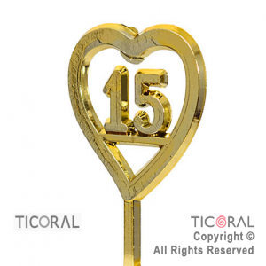 PLAQUETA CORAZON 15 ORO x 36